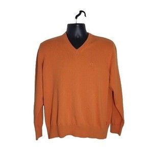 Men's Izod Pullover V Neck Sweater Long Sleeve Men's Size Large Color: Orange
